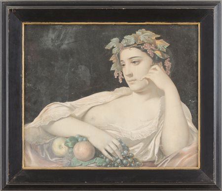 TRE STAMPE acquarellate "le stagioni" entro cornici in legno ebanizzato....