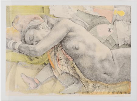 UGO ATTARDI (Sori 1923 - Roma 2006) LITOGRAFIA a colori "nudo femminile"....
