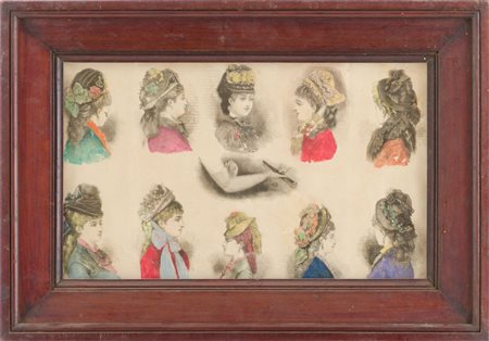 DUE STAMPE "costumi di moda". Primi '900 Misure: cm 45 x 28 - 66 x 52