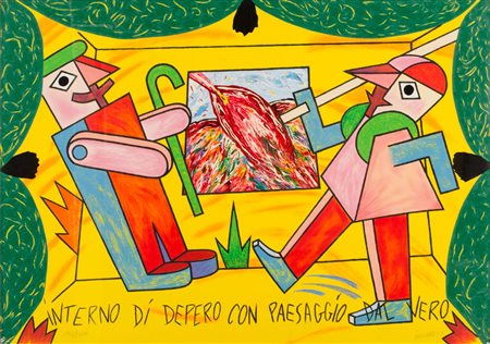 BRUNO DONZELLI (Napoli 1941) SERIGRAFIA a colori "interno di Depero con...