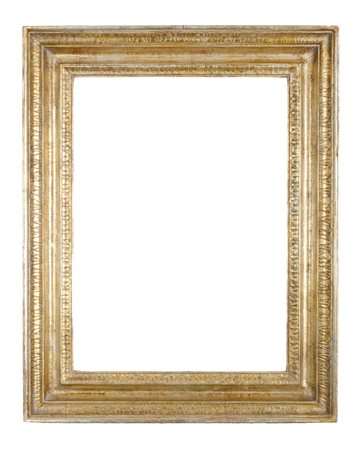 CORNICE Impero in legno dorato ad argento a mecca (cm 54 x 40). Sicilia XIX...