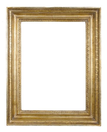 CORNICE Impero in legno dorato ad argento a mecca (cm 36,5 x 52,5). Sicilia...