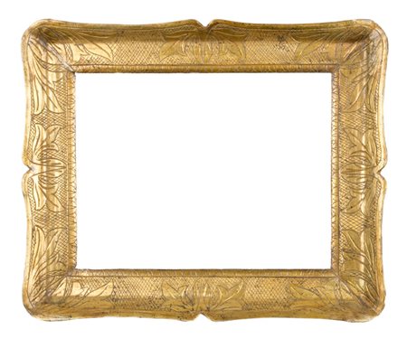 CORNICE a guantiera in legno dorato ad oro zecchino (cm 52 x 40). Sicilia XIX...