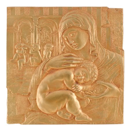 ELVIO MARCHIONNI (Spello 1944) BASSORILIEVO in bronzo patinato "la Madonna...