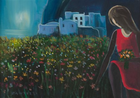 ELIANO FANTUZZI (Modena 1909 - Verona 1987) OLIO su tela "paesaggio con...