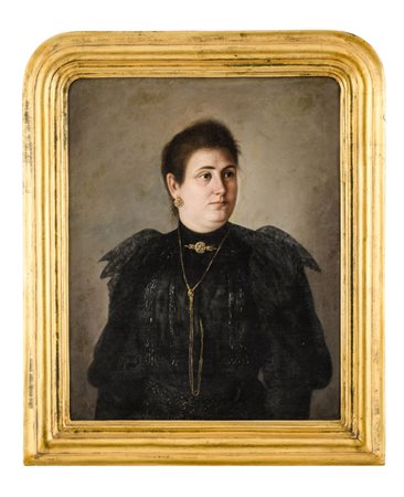 OLIO su tela "antenata" entro cornice coeva. Sicilia XIX secolo Misure: cm...