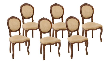SEI SEDIE stile Luigi Filippo in noce (seduta h cm 48). Italia XX secolo...