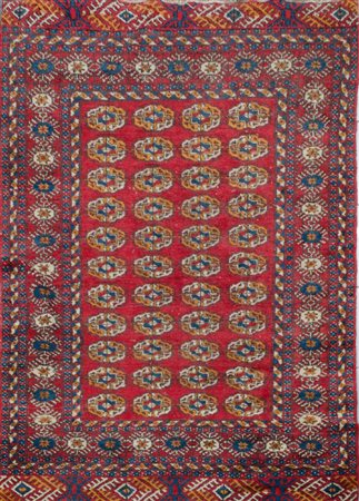 TAPPETO turcomanno persiano, trama e ordito in cotone e vello in lana. XX...