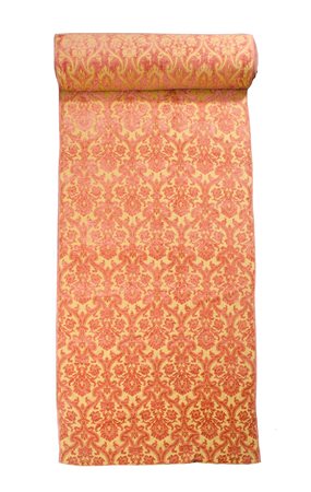 ROTOLO di stoffa per tendaggi e rivestimenti ricamata nei toni del giallo e...