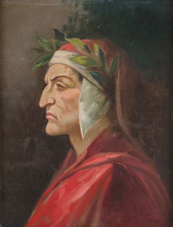 L. MESSINA OLIO su tavoletta "Dante", firmato in basso a destra. Primi '900...