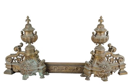 TRE ELEMENTI in bronzo per camino. Primi '900 Misure: varie