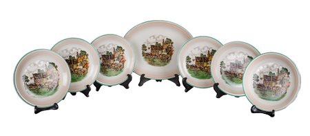 SERVIZIO in porcellana composto da PIATTO ovale e da sei PIATTI da frutta...