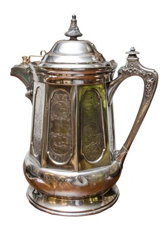 VERSATOIO in Sheffield Boston riccamente lavorato. Primi '900 Misure: h cm 33