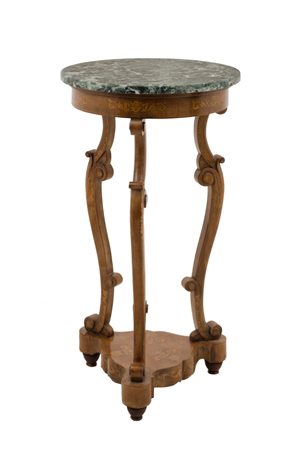 CANTONE in noce con tarsie in bosso, piano in marmo verde delle Alpi. Sicilia...