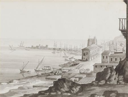 COPPIA TECNICHE MISTE su carta "paesaggi". Primi '900 Misure: cm 27,5 x 20,5