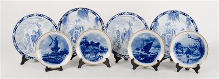 LOTTO composto da 4 PIATTI in porcellana cinese bianca dipinta raffigurante...