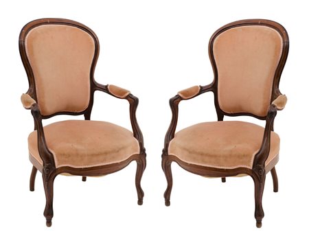 COPPIA POLTRONE Luigi Filippo in mogano. Francia XIX secolo Misure: cm 62 x...