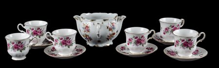 LOTTO composto da sei TAZZINE con cinque PIATTINI e da ZUCCHERIERA (senza...