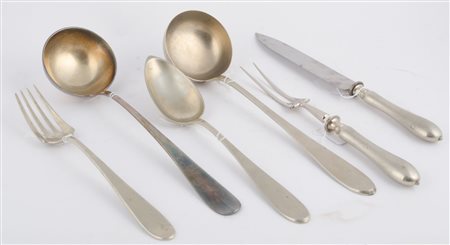 LOTTO composto da 2 MESTOLI, CUCCHIAIO, FORCHETTONE per arrosto, FORCHETTONE...