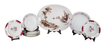 LOTTO composto da PIATTO ovale, SERVIZIO da dolce, PIATTO con sei PIATTINI e...