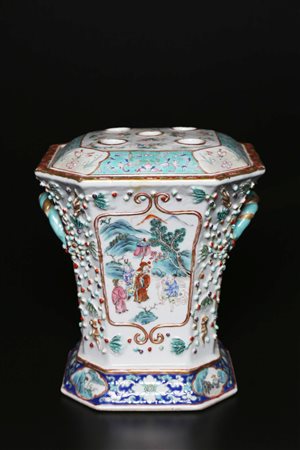 Arte Cinese Fioriera in porcellana famiglia rosa Cina, dinastia Qing, tardo...