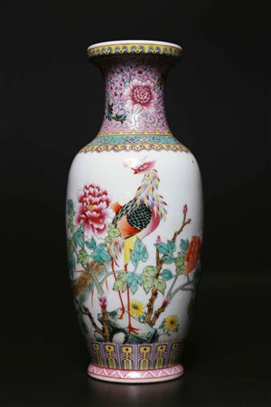 Arte Cinese Vaso da esportazione in porcellana stile famiglia rosa Cina, XIX...