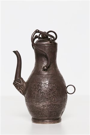 Arte Cinese Versatoio in argento inciso Cina, dinastia Qing, periodo...