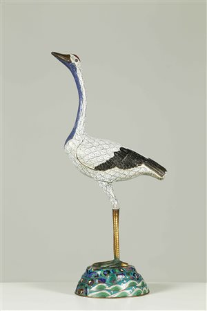 Arte Cinese Cicogna in smalto cloisonné Cina, fine XVIII secolo. -. Cm 34,00...