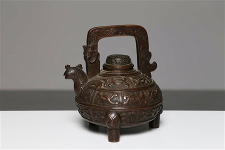 Arte Cinese Teiera zoomorfa in bronzo Cina, dinastia Qing, XIX secolo . -. Cm...