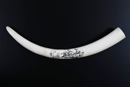 Arte Cinese Zanna di elefante dipinta Cina, inizio XX secolo. -. Cm 50,00....