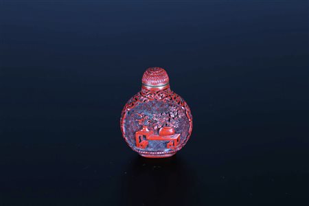 Arte Cinese Snuff bottle in lacca rossa Cina, XVIII - XIX secolo. -. Cm 5,00...