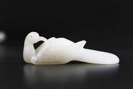 Arte Cinese Fenice in giada bianca Cina, dinastia Qing, XIX secolo. -. Cm...