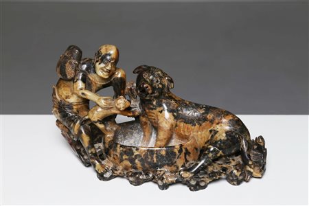 Arte Cinese Gruppo in saponaria marezzata Cina, dinastia Qing, XIX secolo. -....