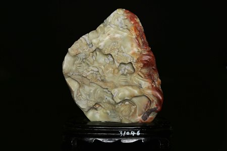 Arte Cinese Grande intaglio in saponaria raffigurante un paesaggio Cina,...