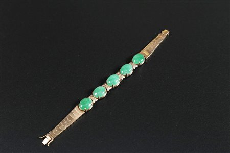 Arte Cinese Bracciale in oro, diamanti e giadeite Cina/Europa, XX secolo. -....
