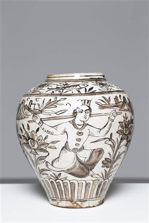 Arte Islamica Vaso Qajar Iran, dinastia Qajar, XIX secolo Fritta con...