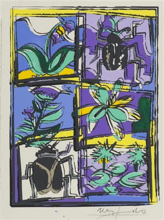 Ugo Nespolo (Mosso Santa Maria (Bi) 1941) Senza titolo Acrilico su carta, cm....