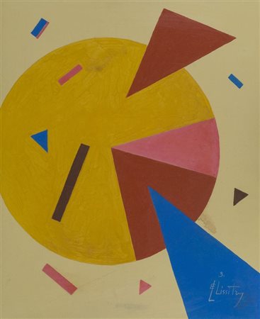 Lissitskij(Attribuito) Composizione Tecnica mista su cartoncino, cm. 43x35...