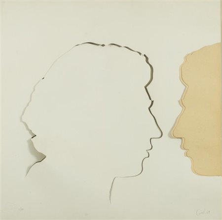 Mario Ceroli (Castelfrentano (Ch) 1938) Profili 1969 Multiplo su cartoncini...