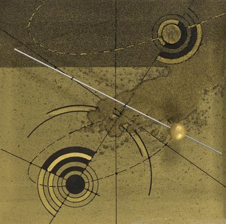 Walter Valentini (Pergona (Pu) 1928) Cielo 2002 Tecnica mista su tavola, cm....