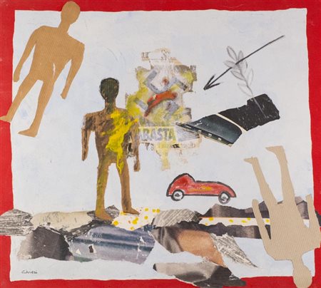 Giorgio Chiesi (Felina 1941) I diritti dell'uomo Tecnica mista su tela, cm....