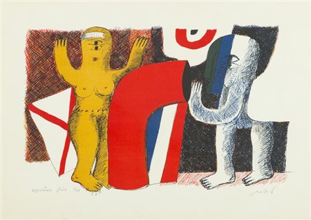 Horst Antes (Heppenheim 1936) Senza titolo Litografia su carta, cm. 36x51...