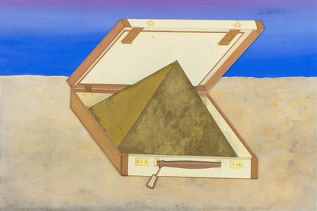 Lucio del Pezzo (Napoli 1933) La valigetta 1970 Collage e acrilico su...