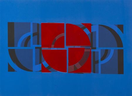 Giovanni Campus (Olbia 1929) Struttura modulare Tecnica mista su cartoncino,...