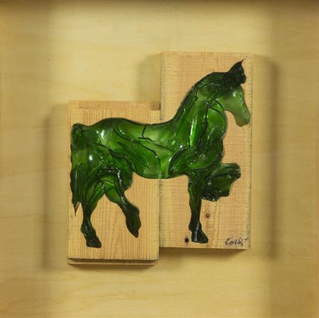 Mario Ceroli (Castelfrentano (Ch) 1938) Cavallo Accumulazione di legno e...