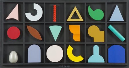 Lucio del Pezzo (Napoli 1933) Casellario Assemblaggio in legno di cm....