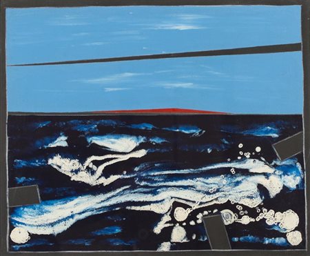 Franco Angeli (Roma 1935 1988) Paesaggio con elementi neri 1980 - 1981...