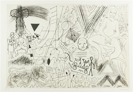 A.R. Penck (Dresda 1939 ) Senza titolo Acquaforte di cm. 64,5x9,54, su carta...