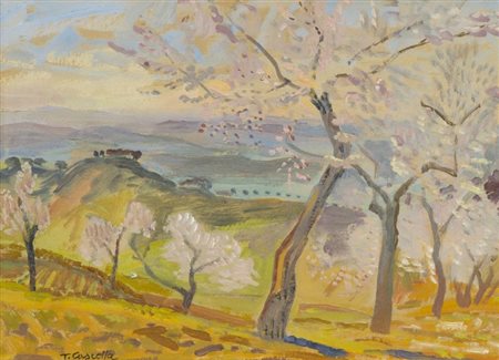 Tommaso Cascella (Roma 1951) Primavera 1940-1950 Olio su cartone, cm. 35x50...