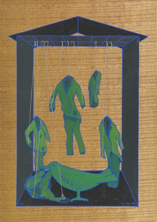 Francesco Casorati (Torino 1934 2013) Teatrino 1975 Acrilico su tavola, cm....